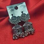 Temple Hut Oxidised Jhumka Earrings