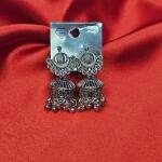 Temple Hut Oxidised Jhumka Earrings