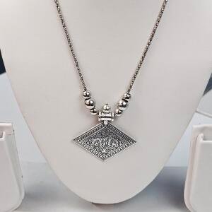 Oxidized Silver Antique Pendant Necklace