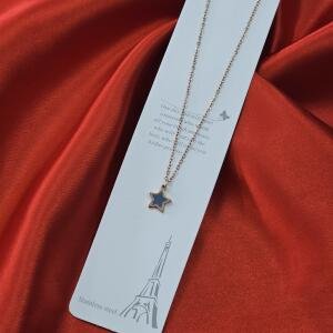 Twinkling Star Black Stone Pendant Necklace – Stainless Steel