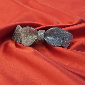 Midnight Silver Glitter Bow Hair Clip
