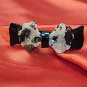 Monochrome Marble Bow Hair Clip