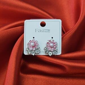 Violet Blossom Pearl Crystal Stud Earrings