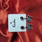 Ruby Bloom Oxidised Floral Drop Earrings