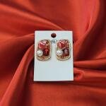 Crimson Love Heart & Pearl Statement Earrings