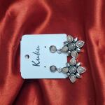 Ruby Petal Oxidised Cluster Drop Earrings