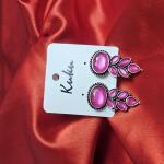 Royal Ruby Oval Oxidised Statement Earrings