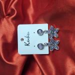 Ruby Bloom Oxidised Floral Drop Earrings