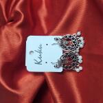 Ruby Pearl Oxidised Peacock Earrings