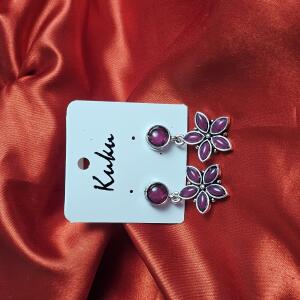Ruby Bloom Oxidised Floral Drop Earrings