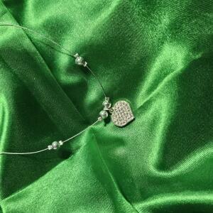 Crystal Heart Invisible Chain Pendant