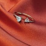 Eternal Hearts Adjustable Ring – Diamond Cut Gold Finish