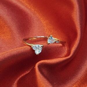 Twin Heart Crystal Adjustable Ring