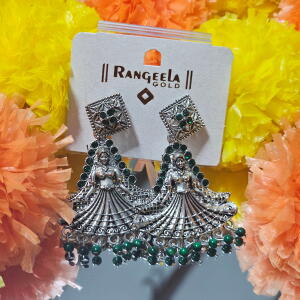 Oxidised Silver Dancing Doll Earrings