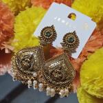 Antique Lakshmi Temple Earrings with Pearl Drops