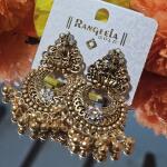 Antique Gold Lakshmi Temple Jhumka Earrings
