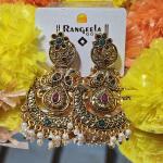 Peacock Stone Pearl Drop Traditional Earrings