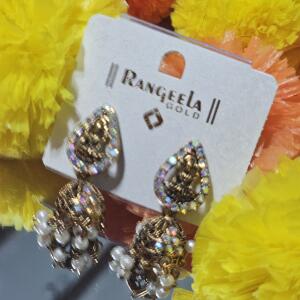 Antique Temple Pearl Jhumka Earrings