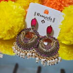 Pink Stone Chandbali Earrings