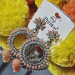 Blush Pink Mirror Drop Chandbali Earrings